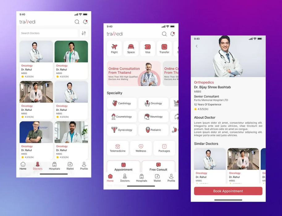 Tramedi Mobile App UI UX Design